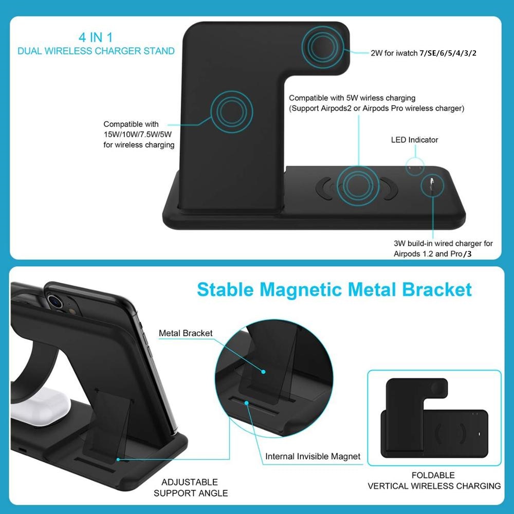 4 in 1 Fast Wireless Charger Stand